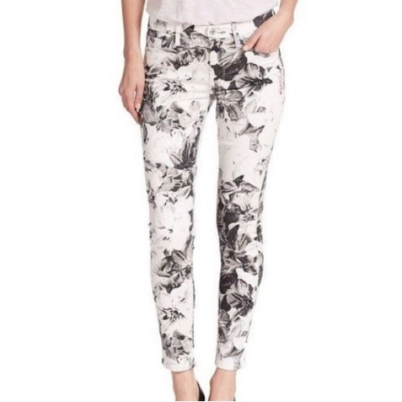 7 For All Mankind Denim - 7FAM Black and White Floral Ankle Jeans
